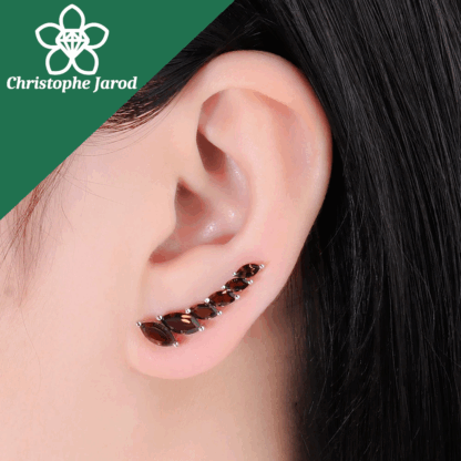 Feuillage Fumé – Boucles d’oreilles en argent et quartz – Image 2