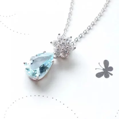Pendentif "Étoile d’Azur" en Aigue Marine et Strass, monture Argent S925 – Image 3