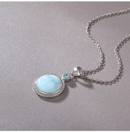 Pendentif Larimar & Zircon – Sérénité Éblouissante en Argent 925 – Image 3