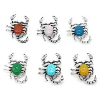 Broche « Scorpion Totem » en pierre naturelle (env. 50 mm)