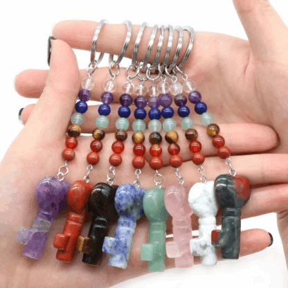 Porte-clés « Clé des Chakras » – Breloque en pierre naturelle – Image 2