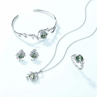 Parure "Éveil Naturel" en Argent S925 – Agate Mousse