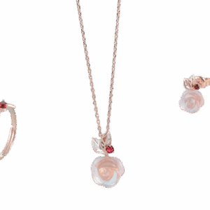 Parure Rose Épanouie – Argent S925 Plaqué Or Rose, Quartz Rose & Grenat