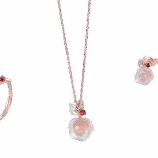 Parure Rose Épanouie – Argent S925 Plaqué Or Rose, Quartz Rose & Grenat