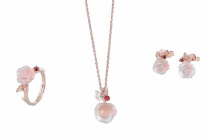 Parure Rose Épanouie – Argent S925 Plaqué Or Rose, Quartz Rose & Grenat