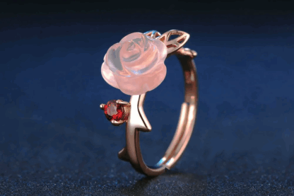 Parure Rose Épanouie – Argent S925 Plaqué Or Rose, Quartz Rose & Grenat – Image 5