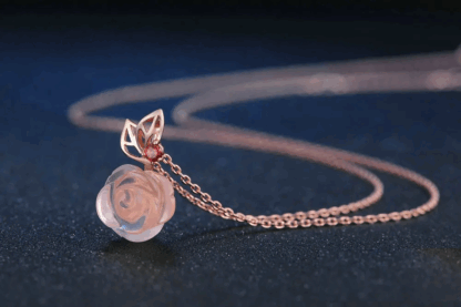 Parure Rose Épanouie – Argent S925 Plaqué Or Rose, Quartz Rose & Grenat – Image 4