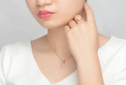 Parure Rose Épanouie – Argent S925 Plaqué Or Rose, Quartz Rose & Grenat – Image 2