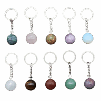 Porte-clés Boule 20 mm – Pierre Naturelle & Chaîne Argentée