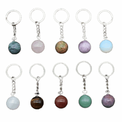 Porte-clés Boule 20 mm – Pierre Naturelle & Chaîne Argentée