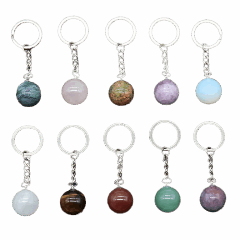 Porte-clés Boule 20 mm – Pierre Naturelle & Chaîne Argentée