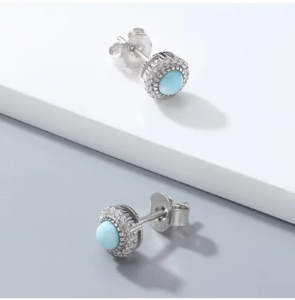 Boucles d’Oreilles « Île Céleste » – Argent 925, Larimar & Zircon – Image 4