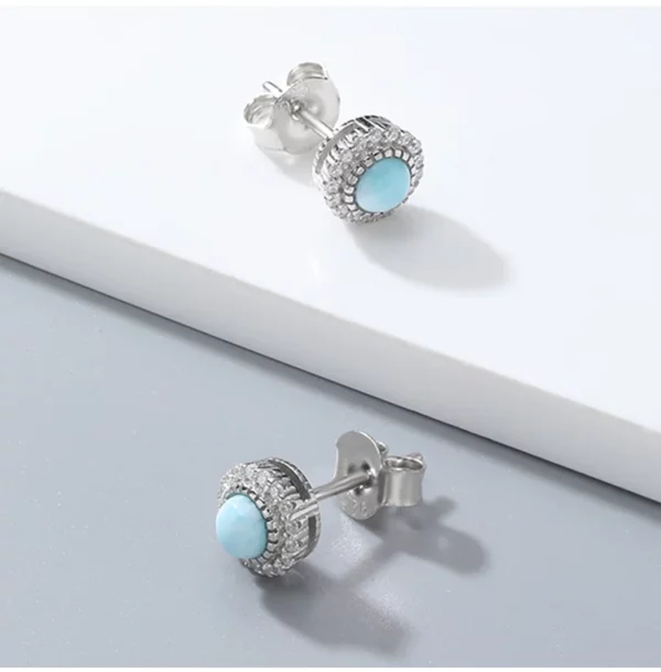 Boucles d’Oreilles « Île Céleste » – Argent 925, Larimar & Zircon – Image 4