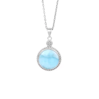 Pendentif Larimar & Zircon – Sérénité Éblouissante en Argent 925