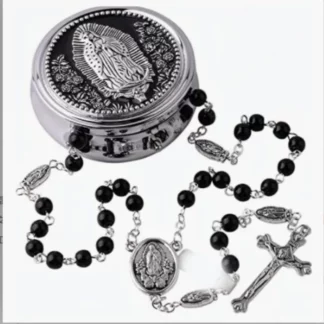 Chapelet en alliage de zinc avec perles en hématite noire – Édition Archange Saint Michel
