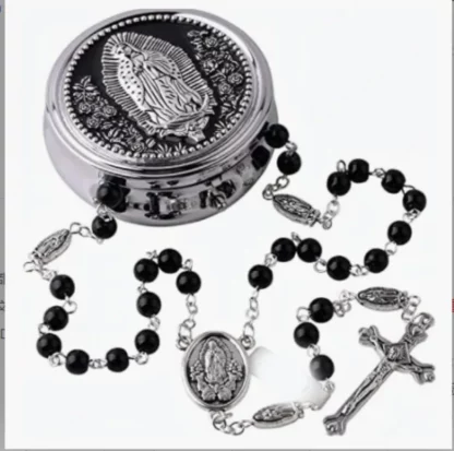 Chapelet en alliage de zinc avec perles en hématite noire – Édition Archange Saint Michel