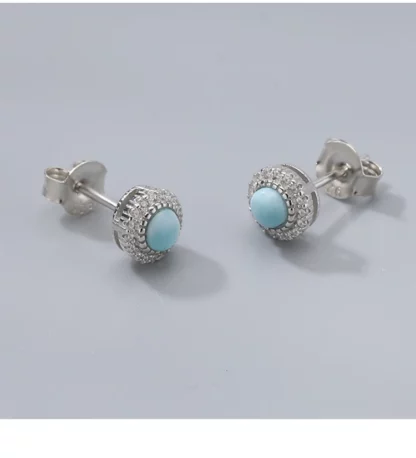 Boucles d’Oreilles « Île Céleste » – Argent 925, Larimar & Zircon – Image 5