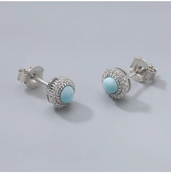 Boucles d’Oreilles « Île Céleste » – Argent 925, Larimar & Zircon – Image 5