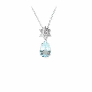 Pendentif "Étoile d’Azur" en Aigue Marine et Strass, monture Argent S925
