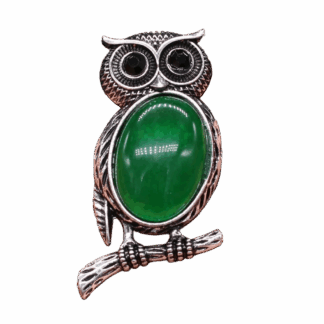 Broche « Chouette de Sagesse » en pierre naturelle (env. 45 mm)