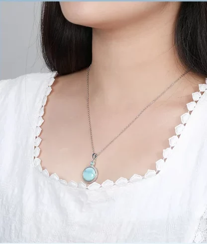 Pendentif Larimar & Zircon – Sérénité Éblouissante en Argent 925 – Image 2