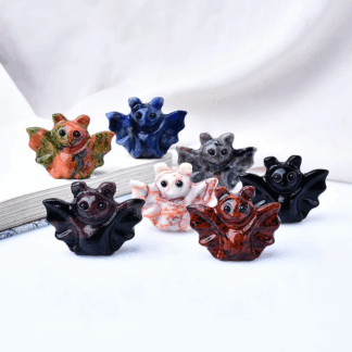 Chauve-Souris de Métamorphose en Pierre Naturelle – Sculpture Symbolique (4 cm)