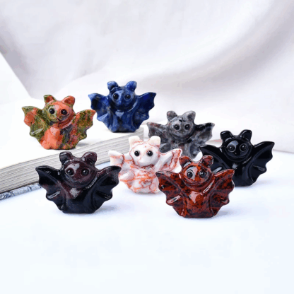 Chauve-Souris de Métamorphose en Pierre Naturelle – Sculpture Symbolique (4 cm)