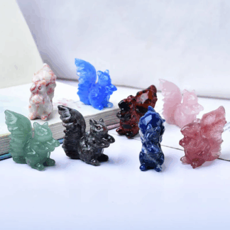 Écureuils de Prospérité en Pierre Naturelle – Sculptures Symboliques (4 cm)